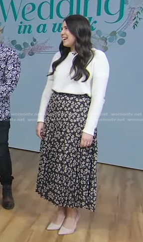 Gabriella Rello Duffy's black floral skirt on Good Morning America