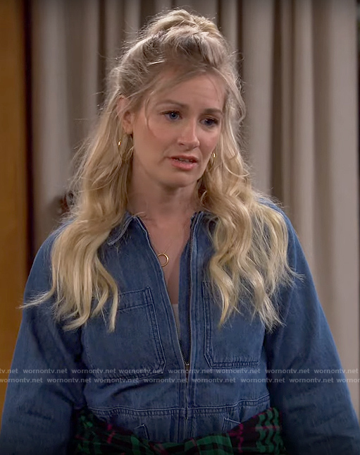 Gemma's denim jumpsuit on The Neighborhood
