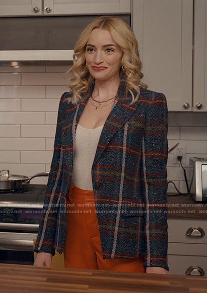 Georgia's navy plaid blazer on Ginny & Georgia