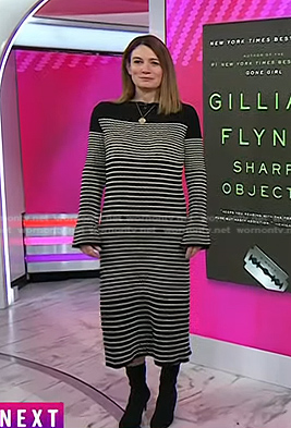 Gillian Flynn's black striped sweater dress on Today