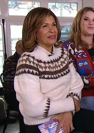 Hoda's white fair isle sweater on Today