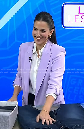 Janelle Cohen's lilac roll-up sleeve jacket on Today