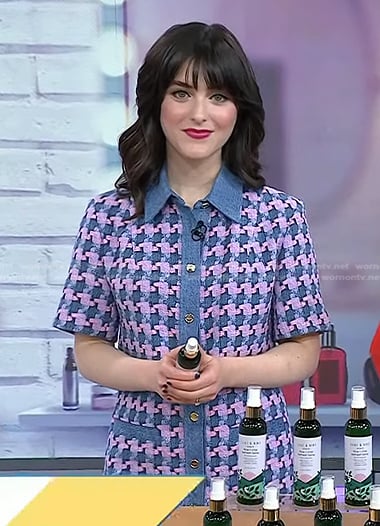 Jenna Rosenstein's blue and pink tweed dress on Today