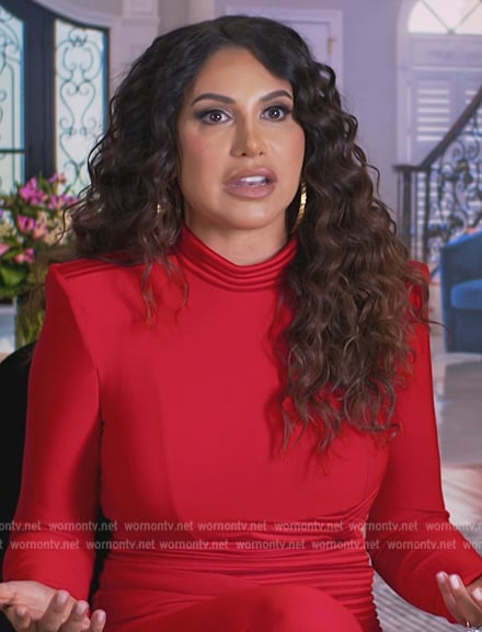Jennifer's red confessional dress on The Real Housewives of New Jersey