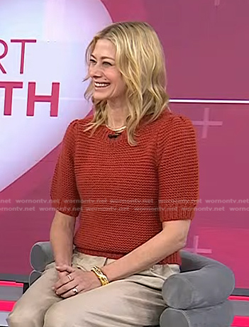 Dr. Jennifer Haythe's orange puff sleeve sweater on Today
