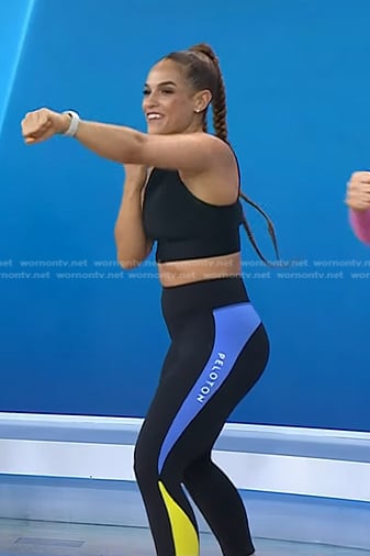Jess Sims' black colorblock leggings on Today