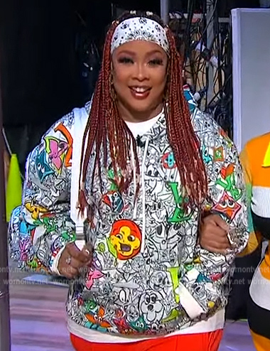 Jesseca Dupart's white printed hoodie on Sherri
