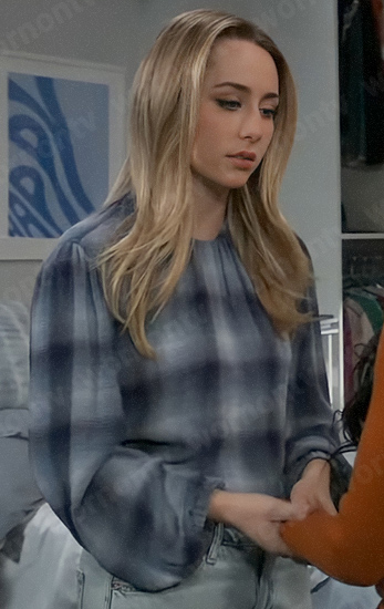 Josslyn's blue plaid top on General Hospital