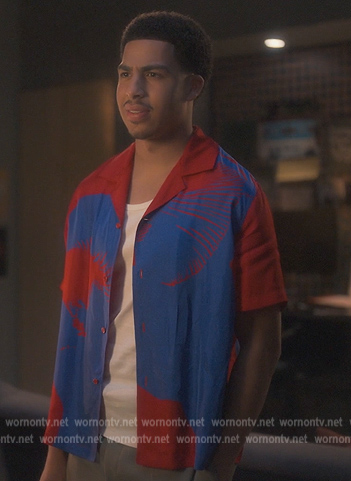 Junior's red mushroom print shirt on Grown-ish