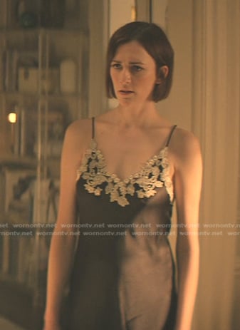 Kate's black floral embroidered trim chemise on You