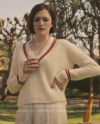 Kate's white contrast stripe knit sweater on You