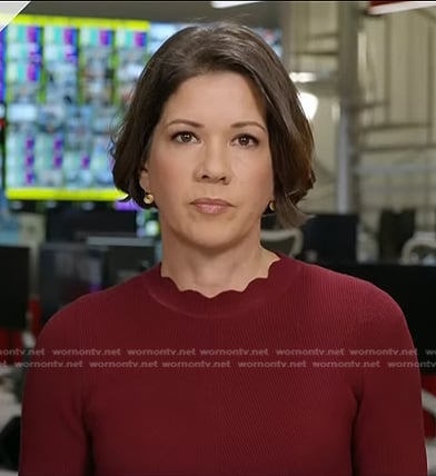 Kelly Cobiella's red scalloped sweater on Today
