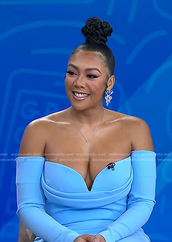 Khadeen Ellis's blue off-shoulder mini dress on Today