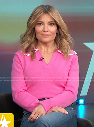 Kit's pink collared sweater on Access Hollywood