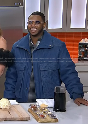 Kwame Onwuachi's denim bomber jacket on Today