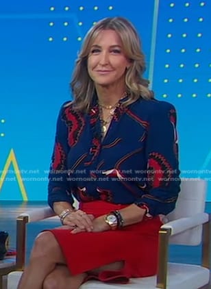 Lara's blue floral blouse on Good Morning America