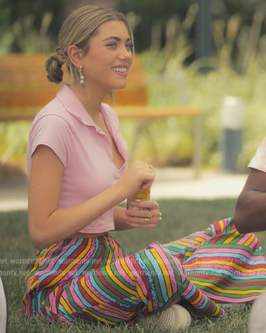 Lauryn's rainbow stripe pants on Grown-ish