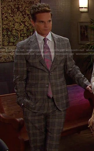 Leo's grey grid check blazer on Days of our Lives