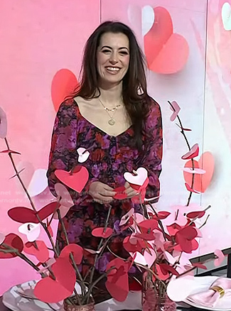 Lindsey Peers's red and pink floral print dress on Today