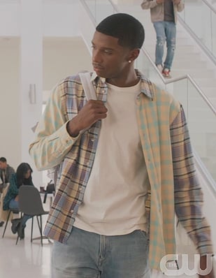 Lando's mixed plaid shirt on All American Homecoming