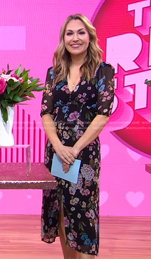 Lori's black floral print dress on Good Morning America