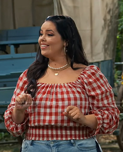 Lou's red gingham check top on Bunkd