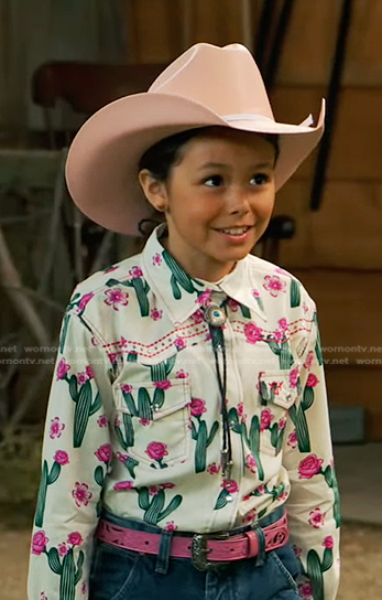 Marsha's white cactus print western shirt on Bunkd