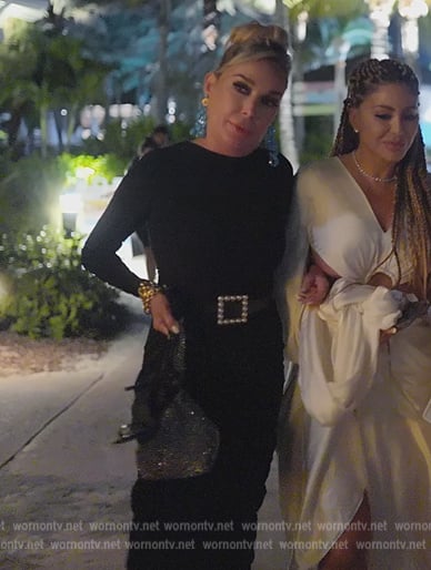 Marysol's blue statement earrings on The Real Housewives of Miami