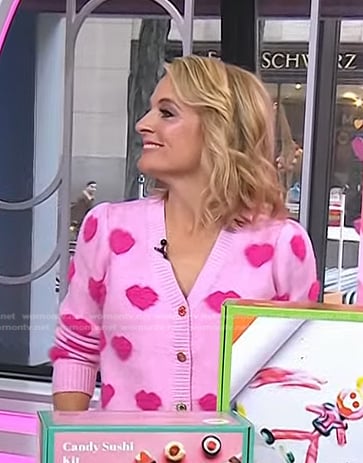 Meaghan B Murphy's pink heart cardigan on Today
