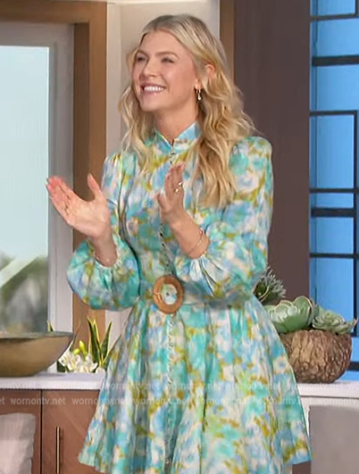 Amanda's floral belted mini dress on The Talk