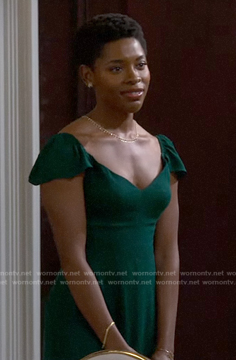 Necie's green midi dress on The Neighborhood