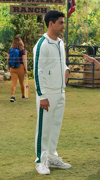 Parker's white side striped track jacket and pants on Bunkd