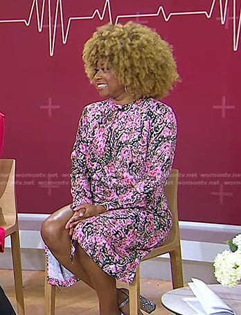 Phoebe Robinson's pink floral slit dress on Today