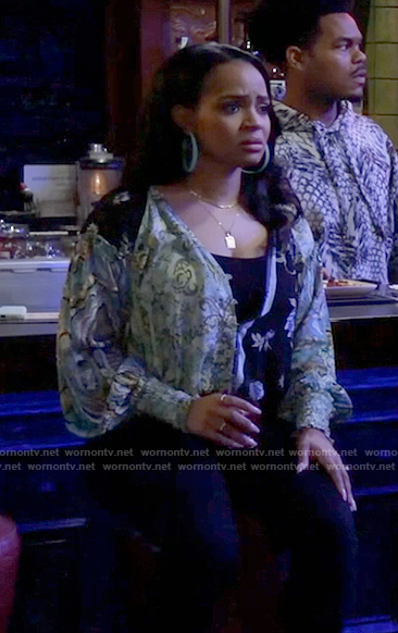 Randi's mixed print top on Call Me Kat