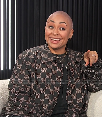 Raven's black Wasted Youth print jacket on E! News