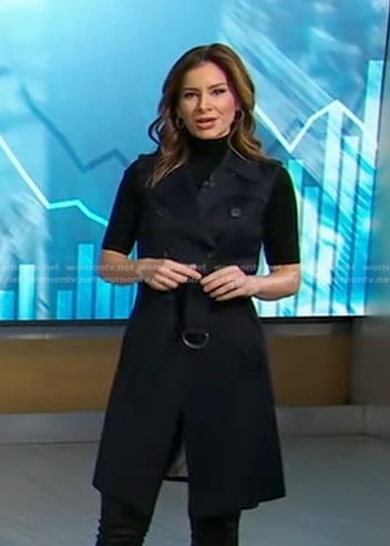 Rebecca's black sleeveless trench dress on Good Morning America