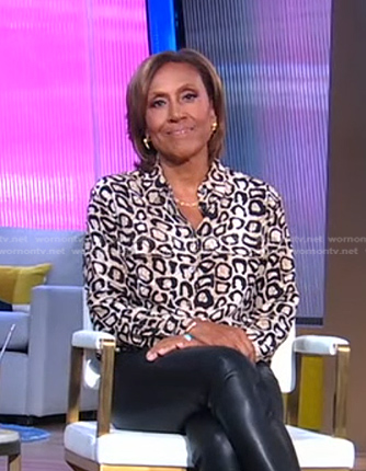 Robin's leopard and snake print blouse on Good Morning America