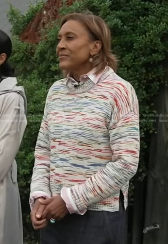 Robin's multicolor spade dye sweater on Good Morning America