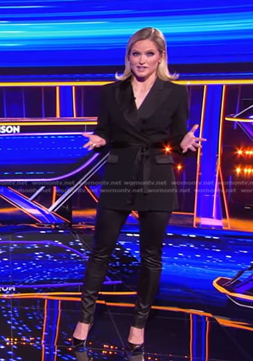 Sara's black wrap blazer on The Chase