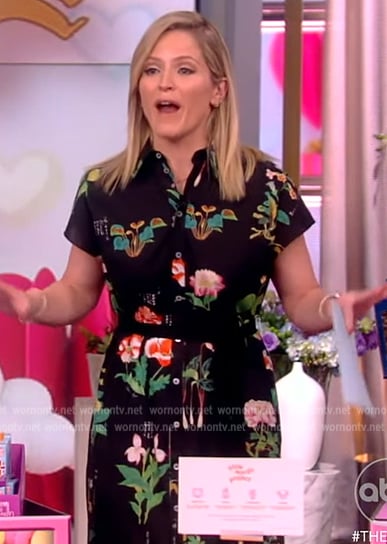 Sara's black floral print shirtdress on The View