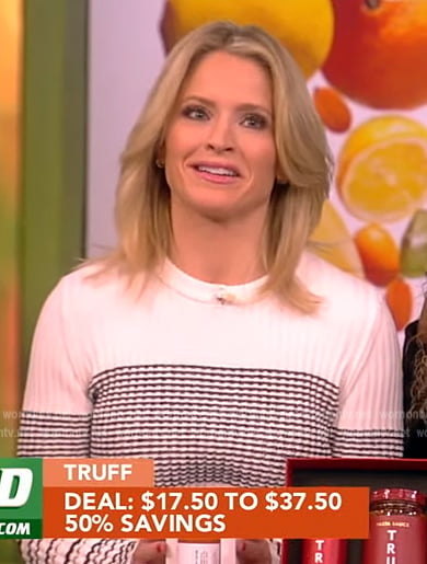 Sara's white ribbed striped sweater on The View