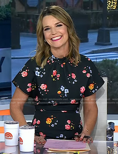 Savannah's black floral short sleeve dress on Today