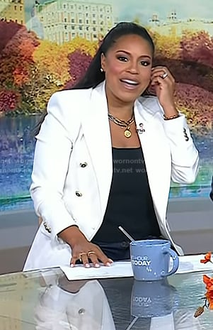 Sheinelle's white double breasted blazer on Today