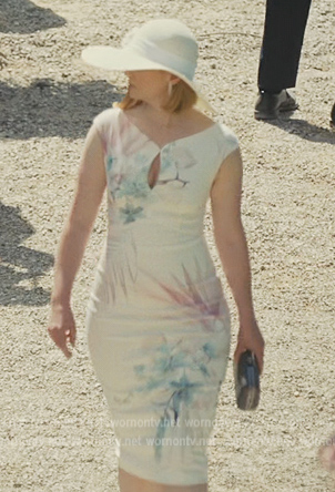 Shiv's white floral print sheath on Succession