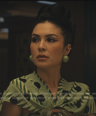Sophie's green printed cape top on You