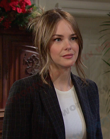 Stephanie's black check blazer on Days of our Lives