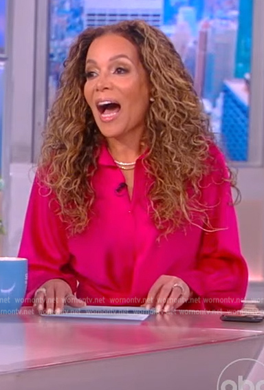 Sunny's pink satin wrap dress on The View