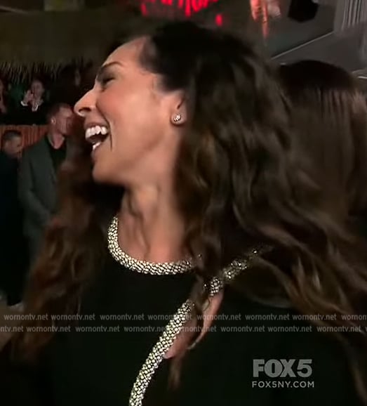 Terri Seymour's embellished cutout dress on Extra