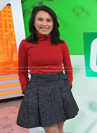 Vicky's black belted mini skirt on Today