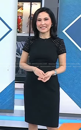 Vicky's black studded shoulder dress on Today